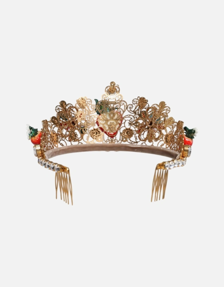 Crystal Embellished Multicolor Brass Tiara Women Hair Accessories