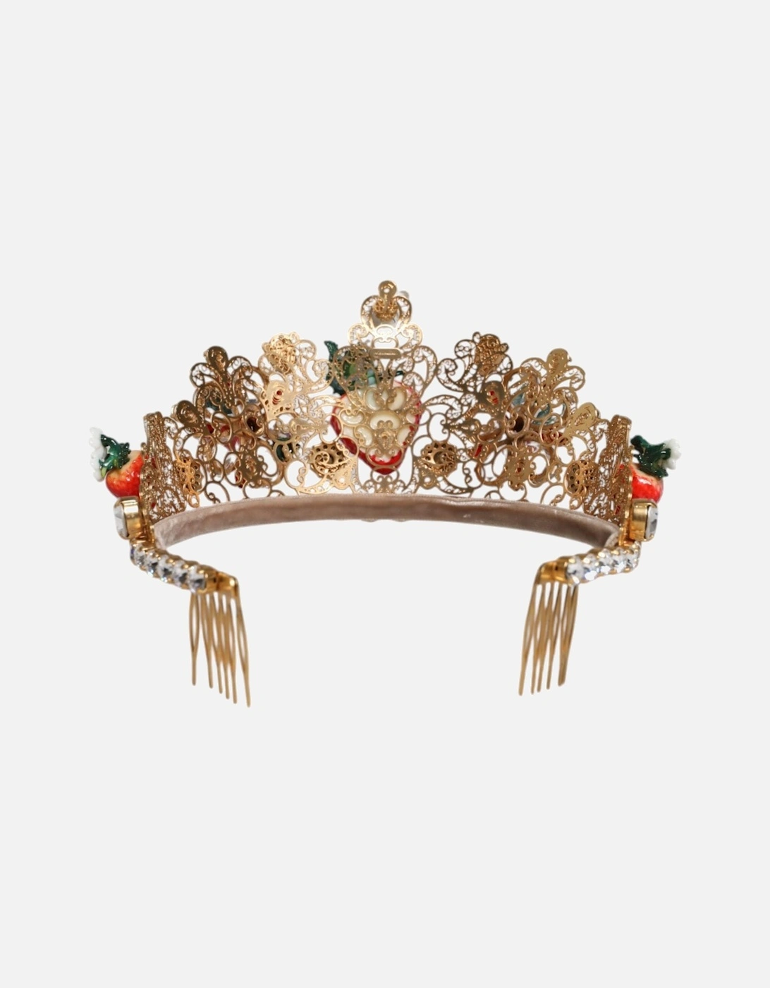 Crystal Embellished Multicolor Brass Tiara Women Hair Accessories
