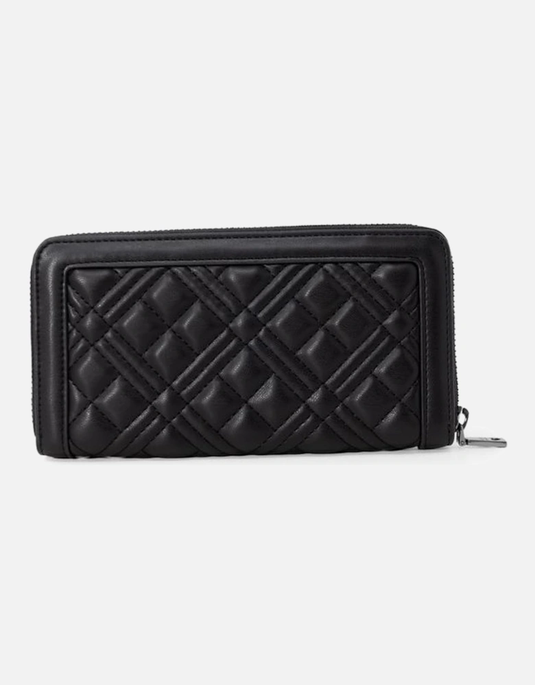 Large Faux Leather Wallet Women - Black