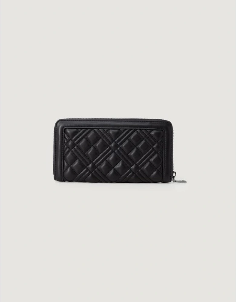 Large Faux Leather Wallet Women - Black