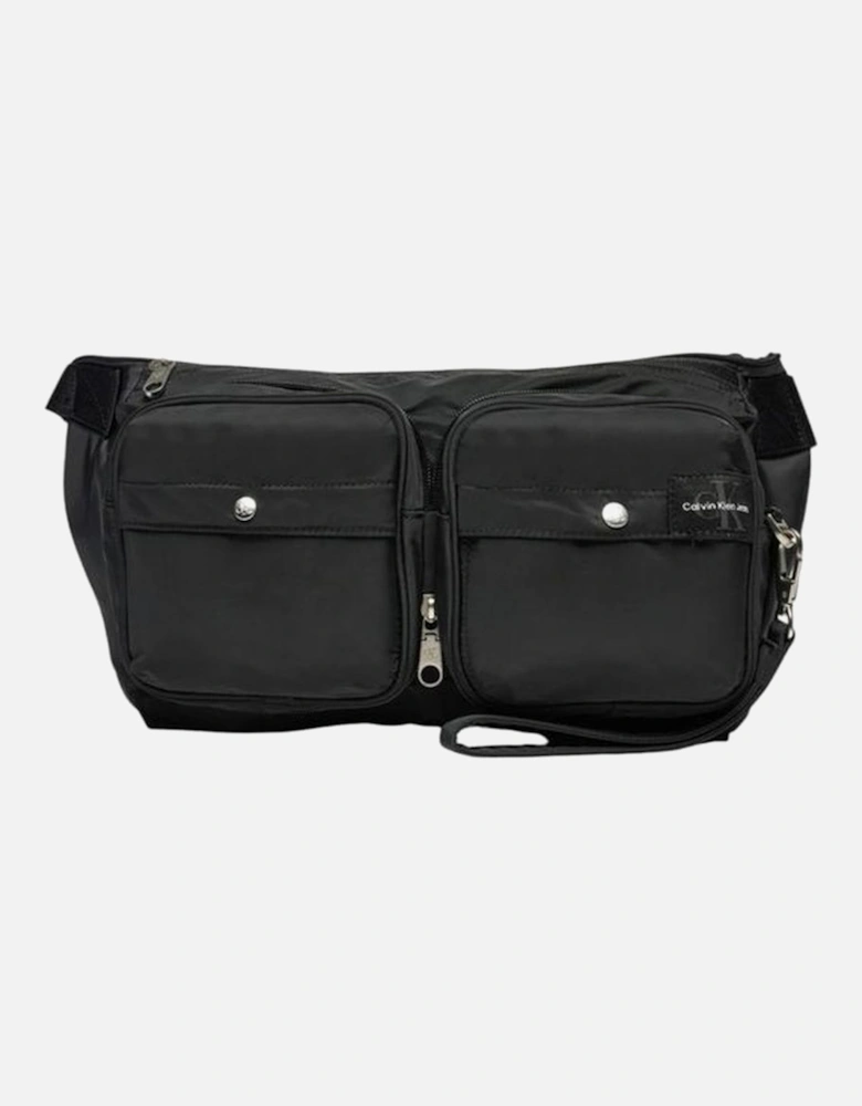 Packable Messenger Sling Bag with Front Zippered Pockets Women - Black