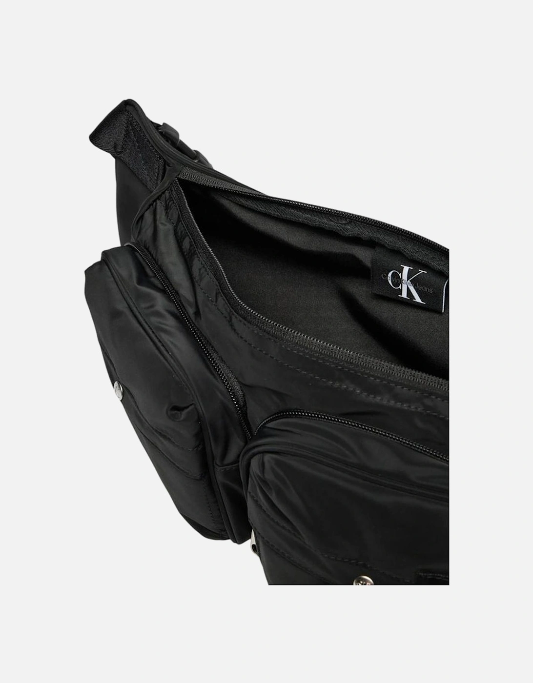Packable Messenger Sling Bag with Front Zippered Pockets Women - Black