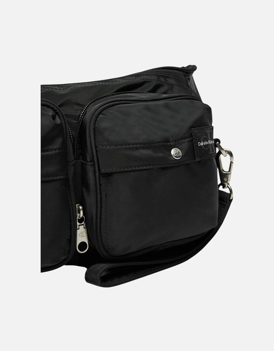 Packable Messenger Sling Bag with Front Zippered Pockets Women - Black
