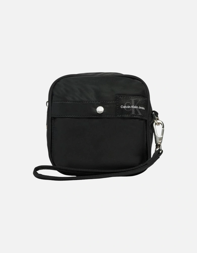 Packable Messenger Sling Bag with Front Zippered Pockets Women - Black