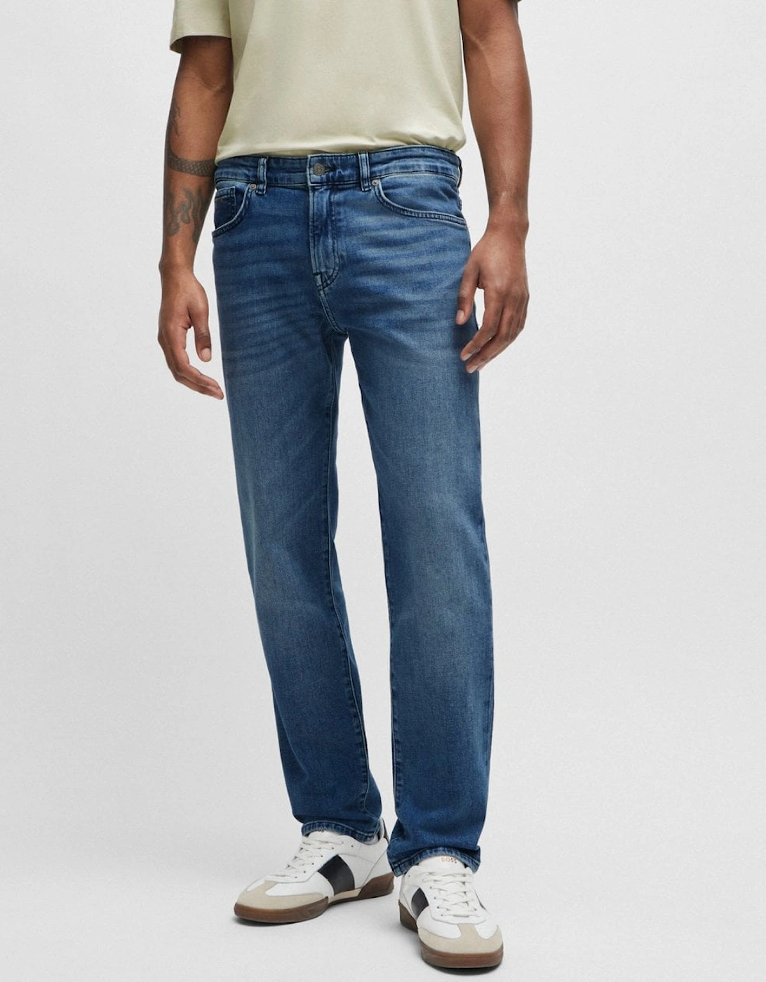 Hugo Boss Men's Blue Boss Orange Maine Regular Fit Jeans In Comfort-Stretch Denim - Medium 427 - Size: 34/34