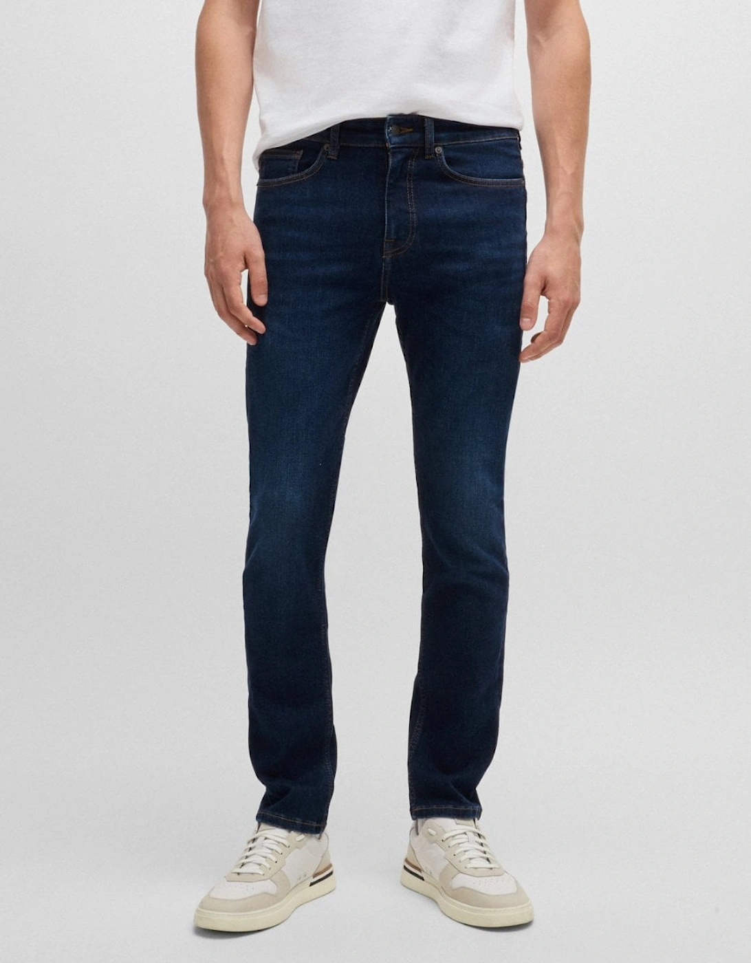 BOSS Orange Delaware Bo Mens Slim Fit Jeans in Blue Super-Stretch Denim, 5 of 4