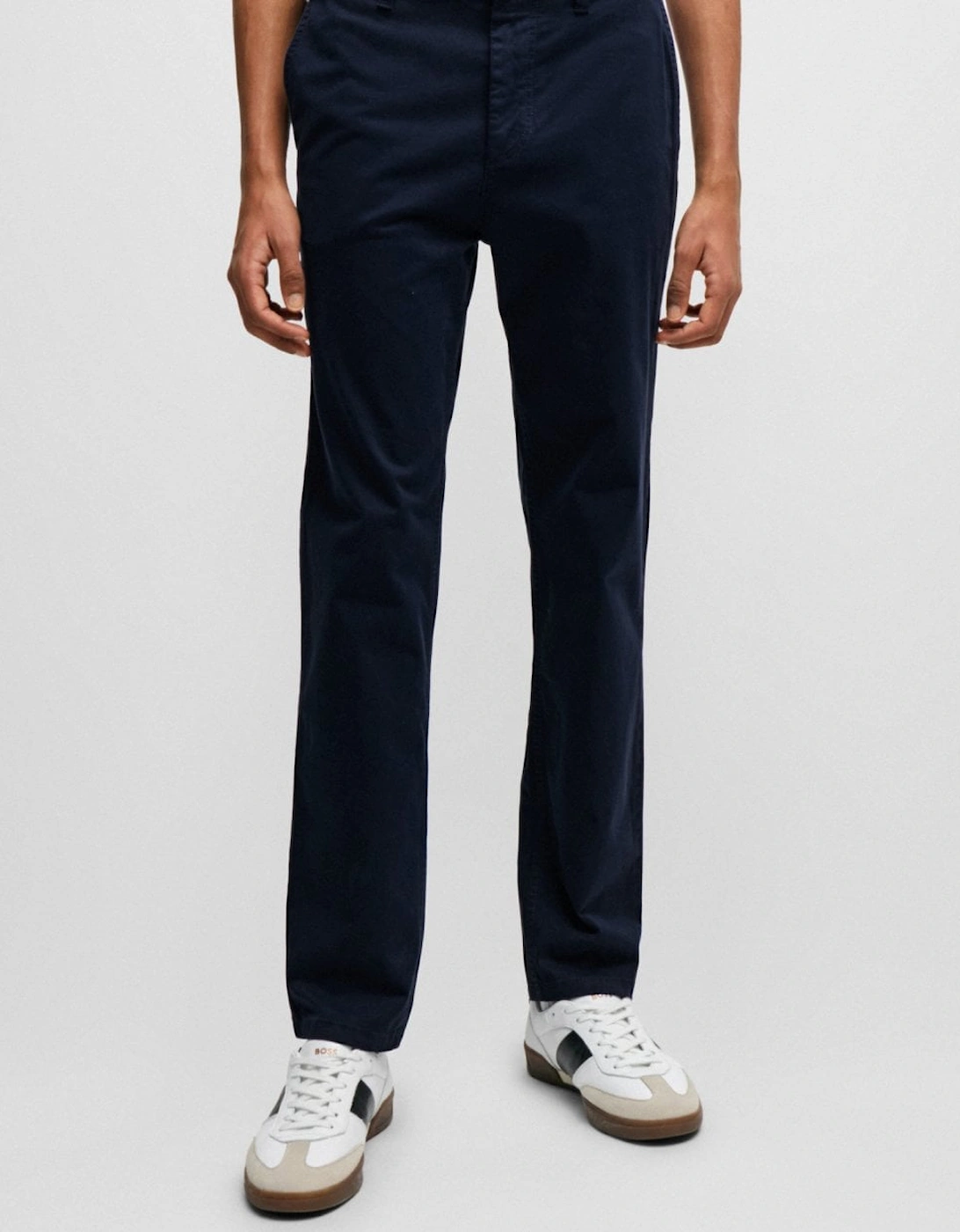 Men's BOSS Orange Mens Tapered-Fit Chinos in Stretch-Cotton Satin NOS - Navy - Size: 34/34