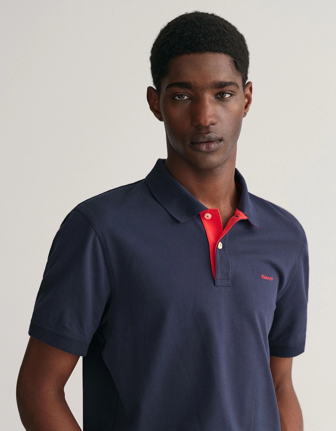Gant Men's Navy Regular Fit Short Sleeve Contrast Pique Rugger - 433 Evening Blue  46/Regular Xxxl