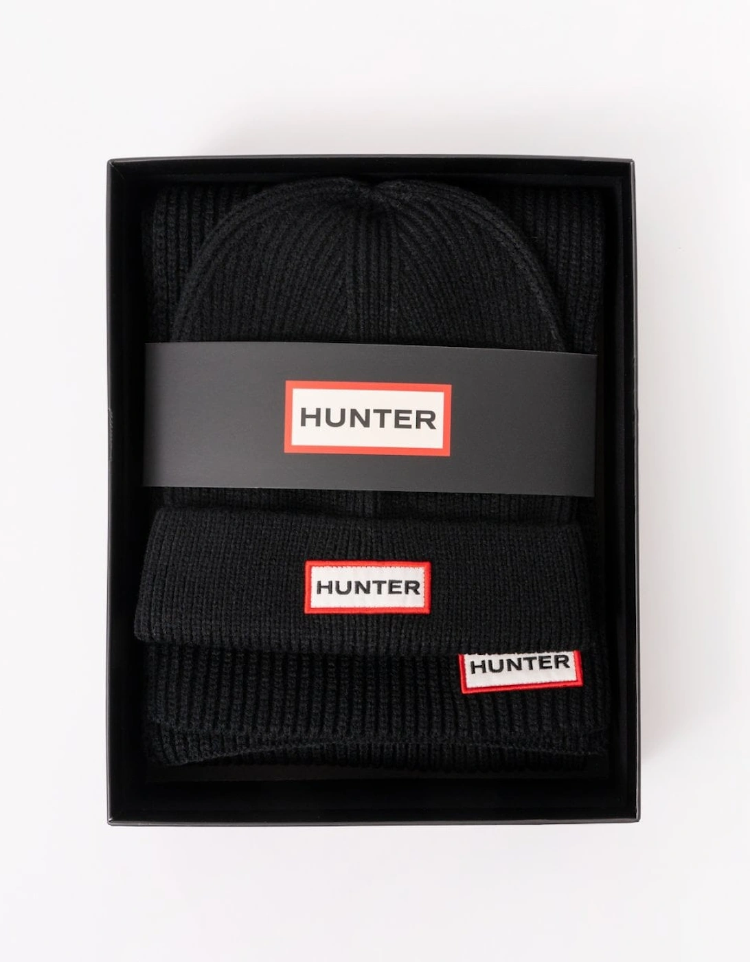 Hunter Unisex Black Jura Scarf And Beanie Box Set - Size One Size