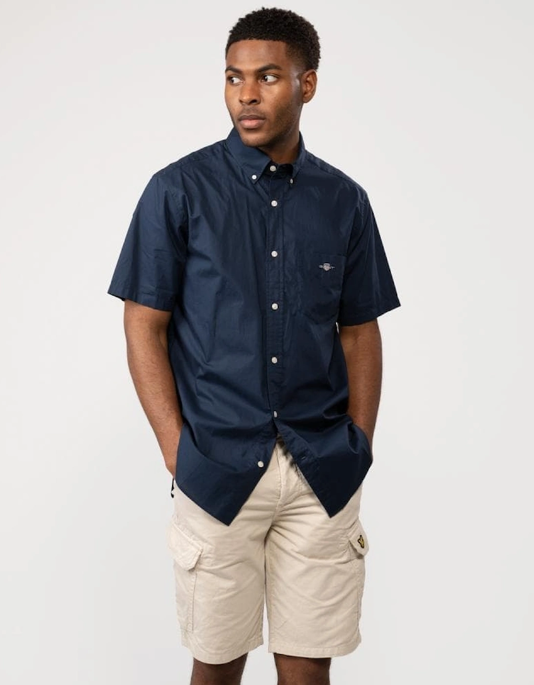 Mens Regular Fit Short Sleeve Poplin Shirt, 6 of 5