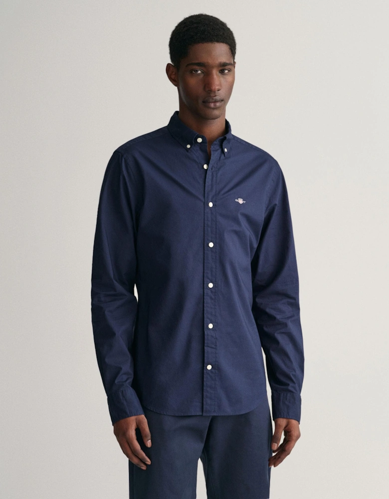 Mens Slim Fit Long Sleeve Poplin Shirt