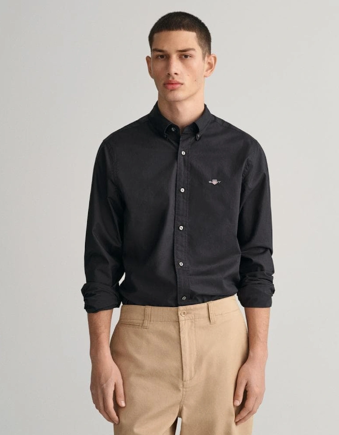 Mens Slim Fit Long Sleeve Poplin Shirt, 7 of 6