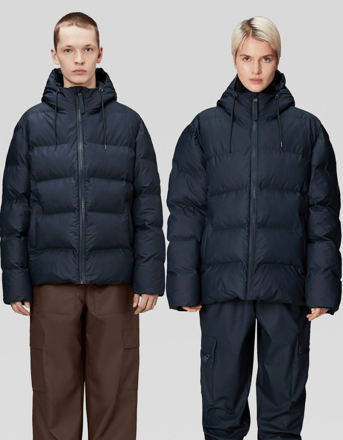 Rains Women's Puffer Jacket - Navy - Size L