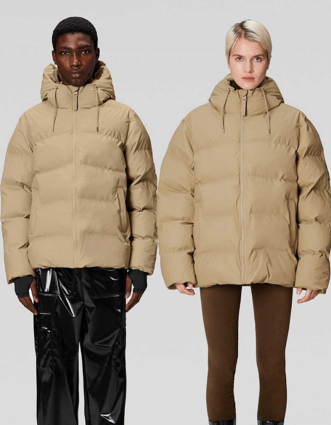 Women's Rains Alta Unisex Puffer Jacket - 24 Sand - Tan/Tan - Size: 10/8