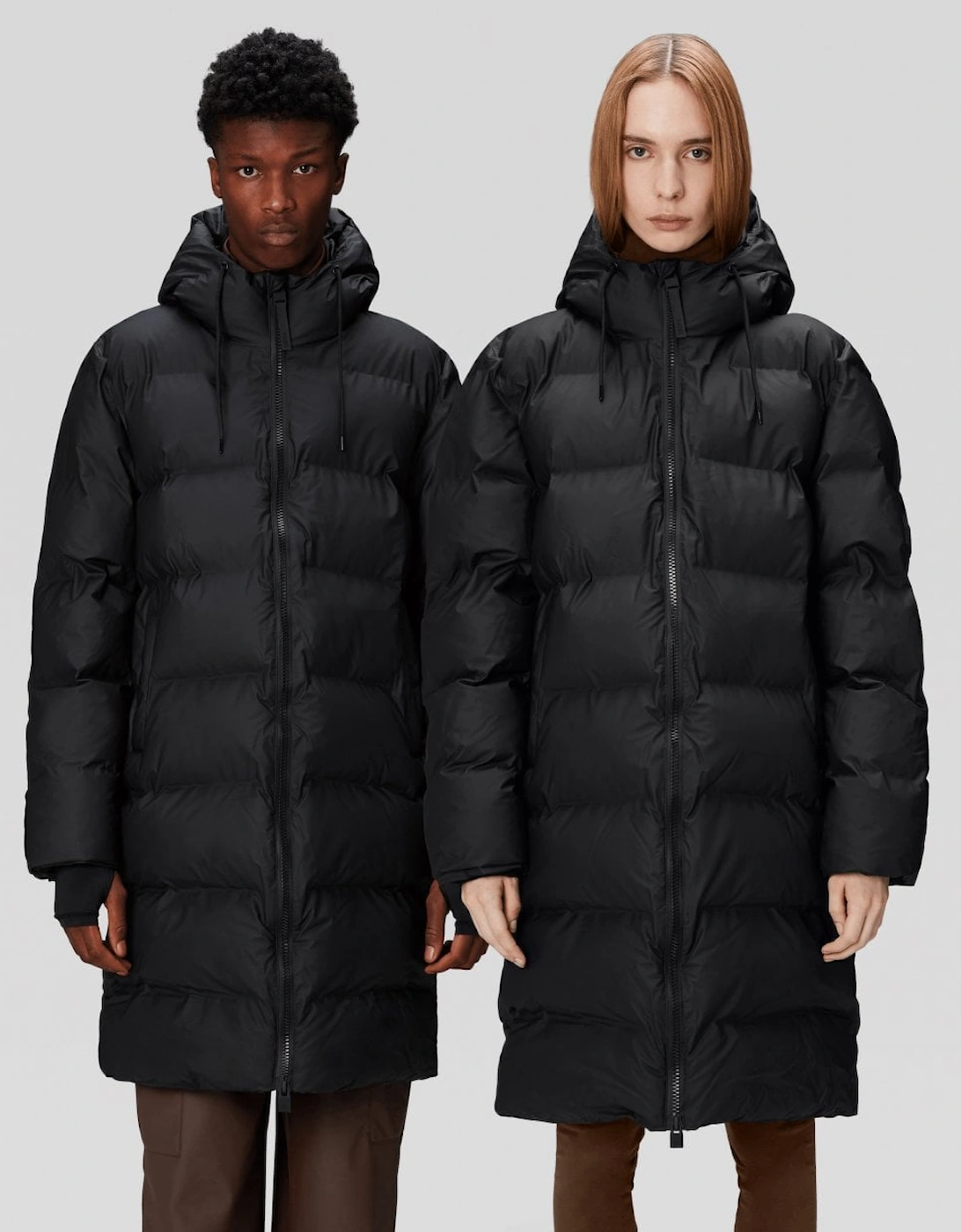 Women's Rains Alta Long Unisex Puffer Jacket - 01 Black - Size: 6