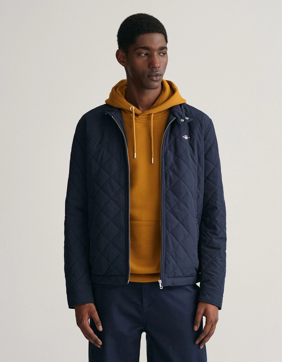 Gant Men's Navy Quilted Windcheater Jacket - 433 Evening Blue  46/Regular Xxxl