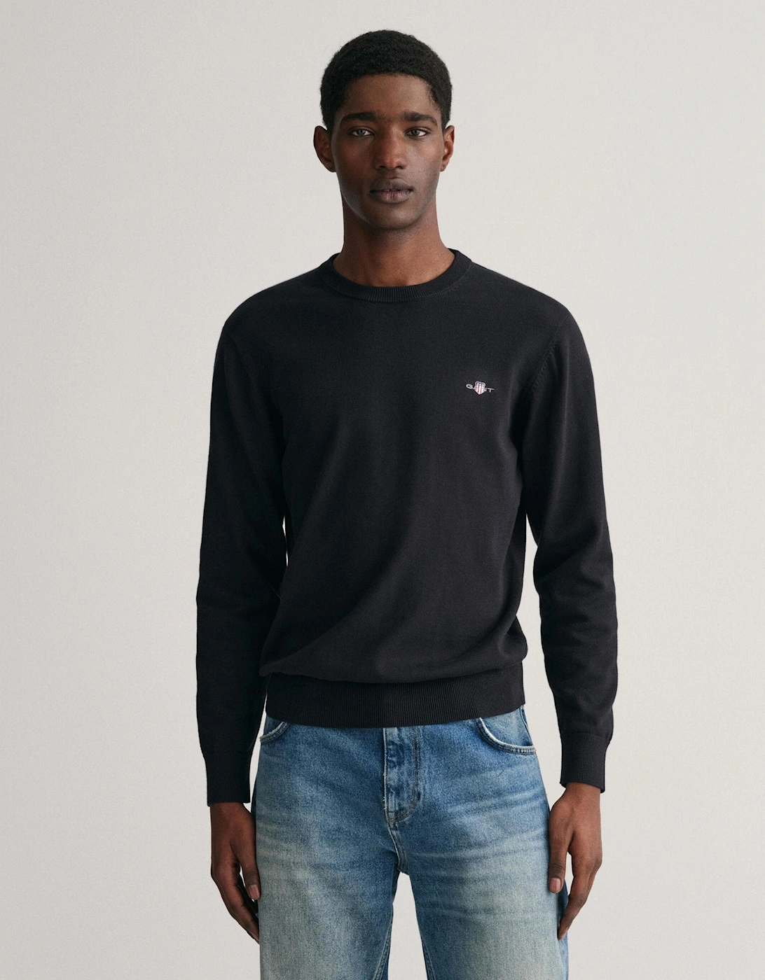 Gant Men's Black Classic Cotton Crew Neck Jumper - 5  46 Xxxl