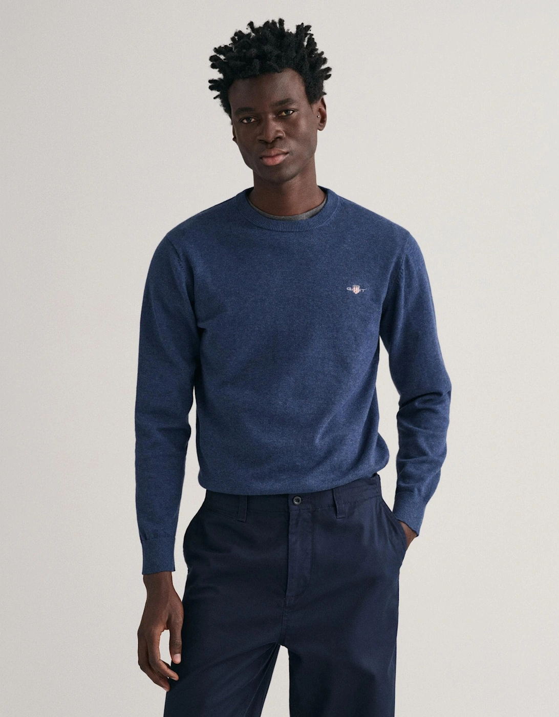 Gant Men's Navy Classic Cotton Crew Neck Jumper - : 46/Regular Xxxl