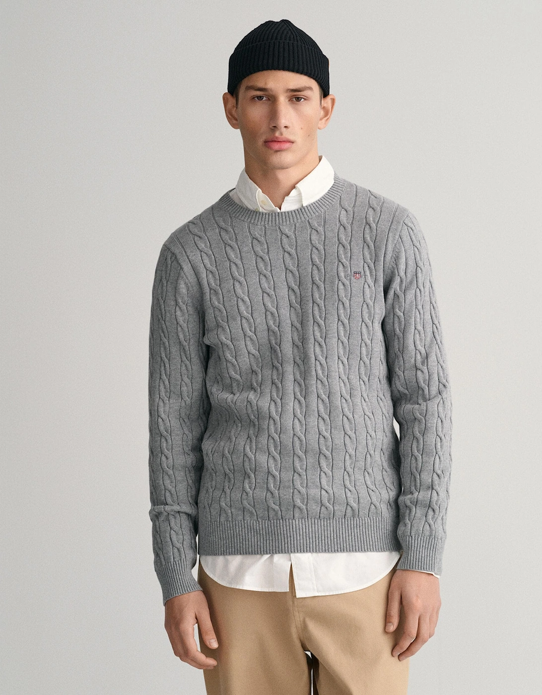 Mens Cotton Cable Knit Crew Neck Jumper, 5 of 4