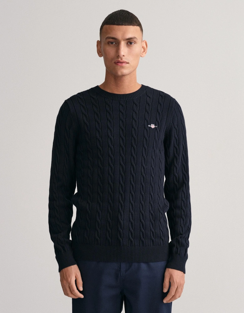 Mens Cotton Cable Knit Crew Neck Jumper