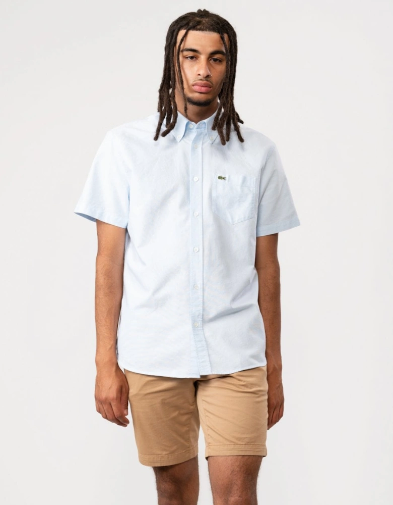 Mens Casual Short Sleeve Woven Shirt
