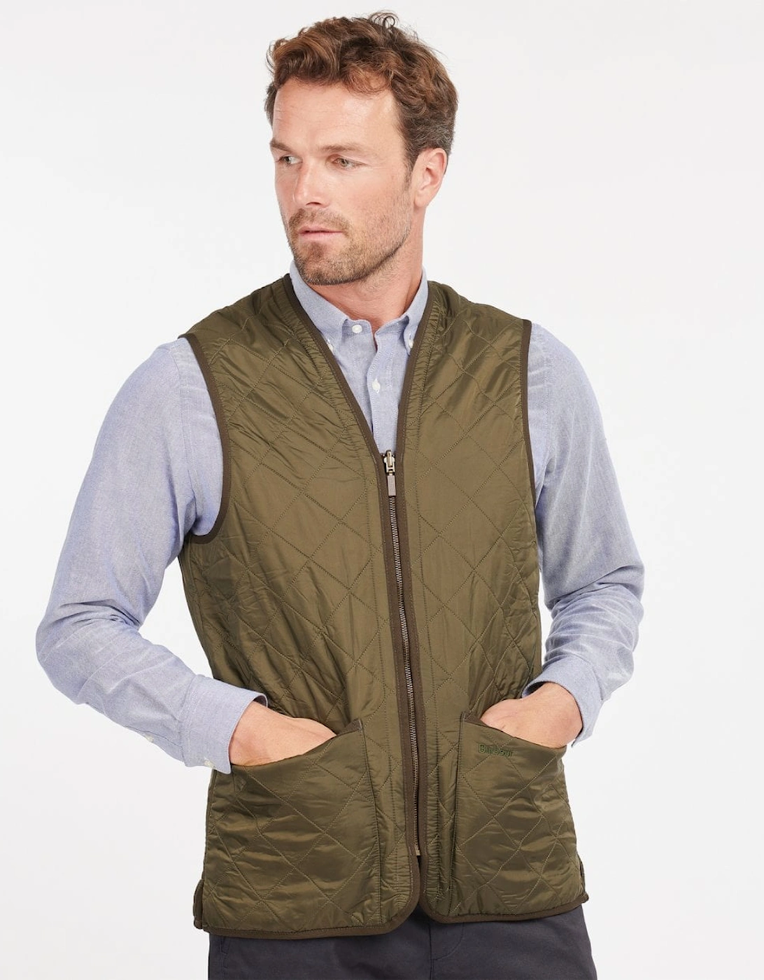 Men's Barbour Polarquilt Mens Waistcoat/Zip-In Liner - Olive - Green - Size: 40/Regular