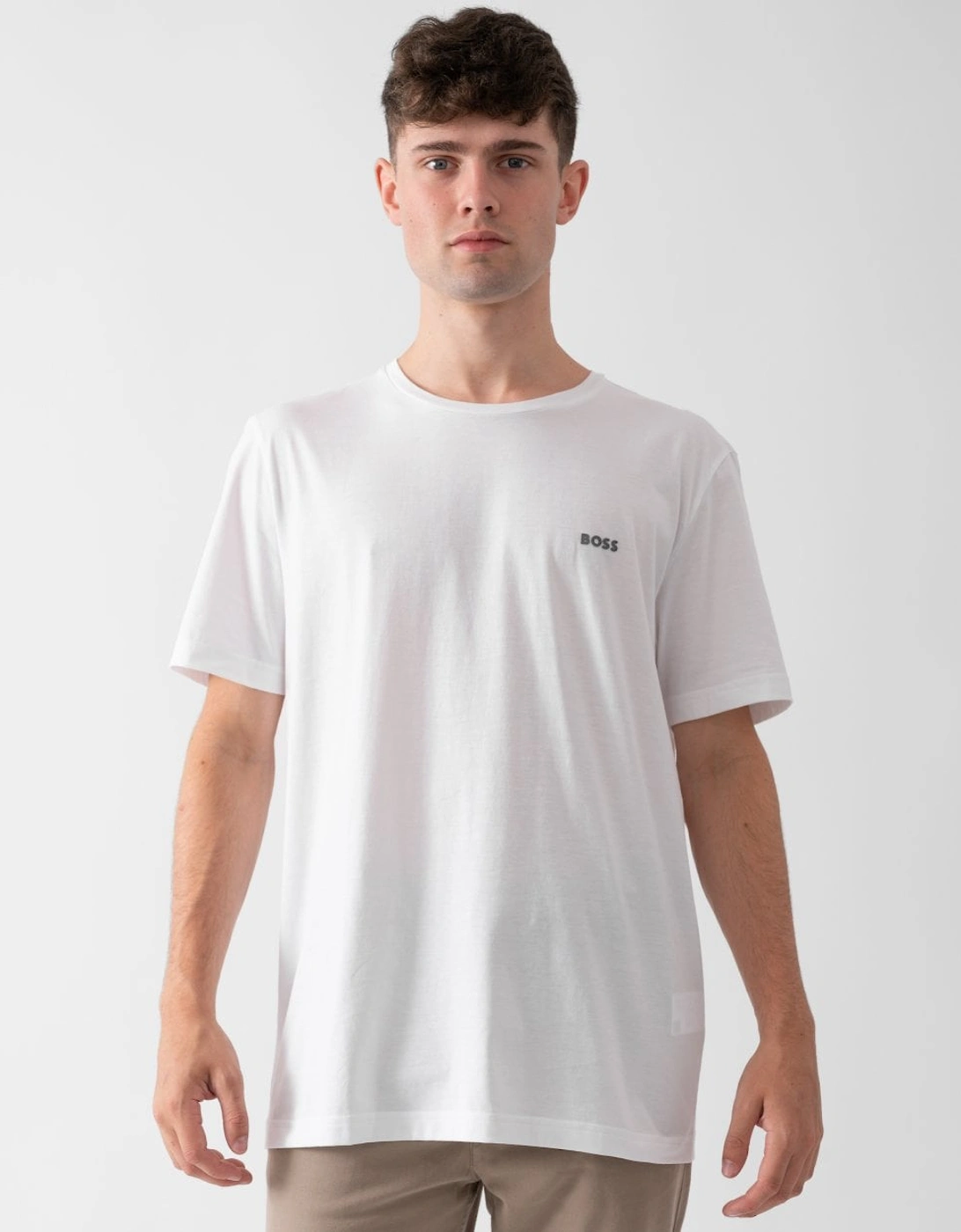 Men's BOSS Green Tee Pima Mens Logo T-Shirt - White 100 - Size: 40