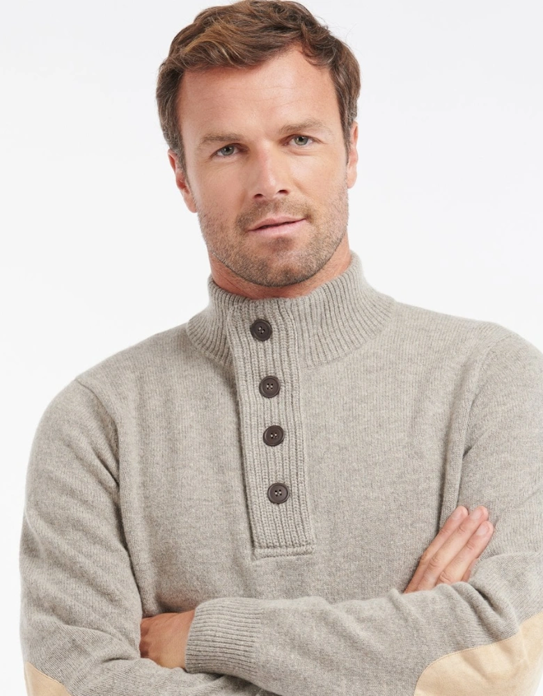 Essential Patch Half Zip Mens Jumper - Stone