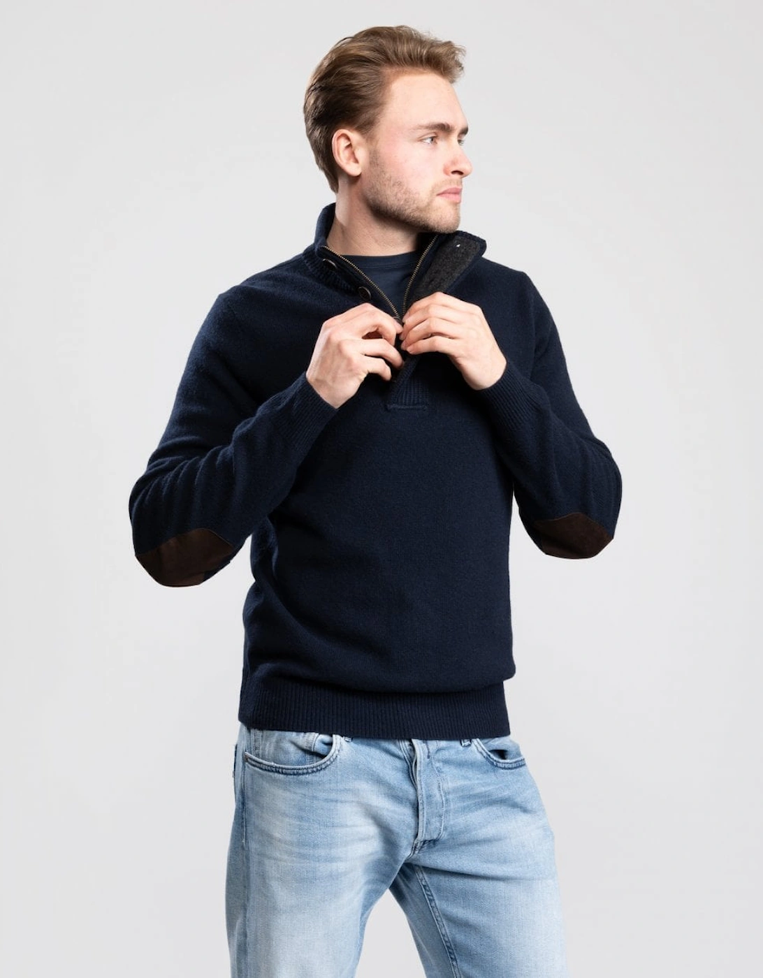 Essential Patch Half Zip Mens Jumper - Navy, 7 of 6