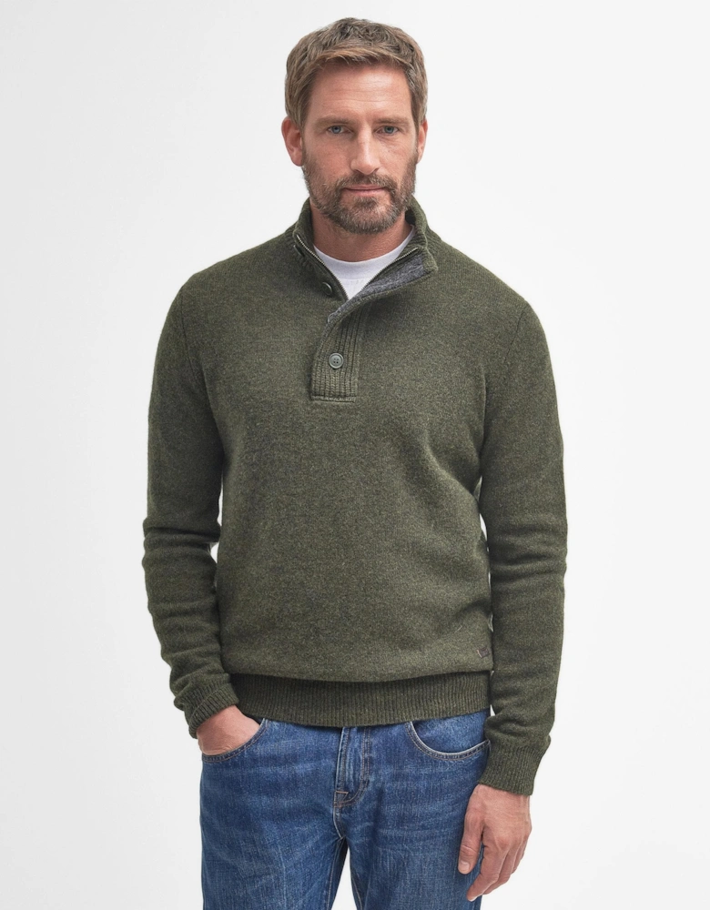 Essential Patch Half Zip Mens Jumper - Seaweed