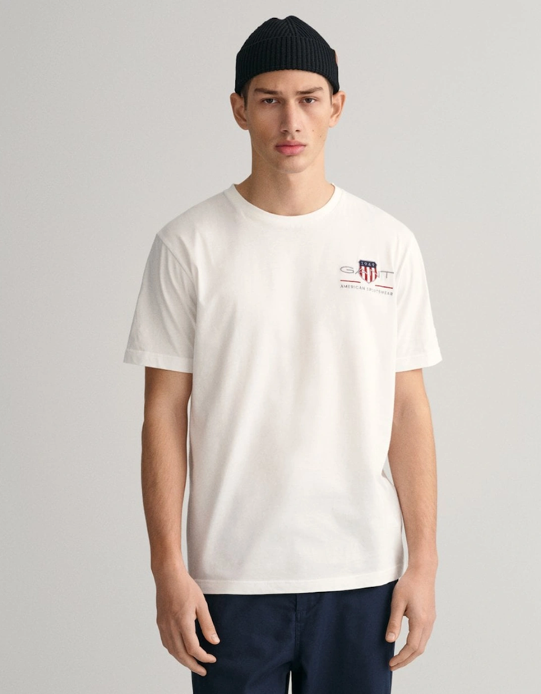 Gant Men's White Regular Fit Embroidered Archive Shield T-Shirt - 110 - Size: 38