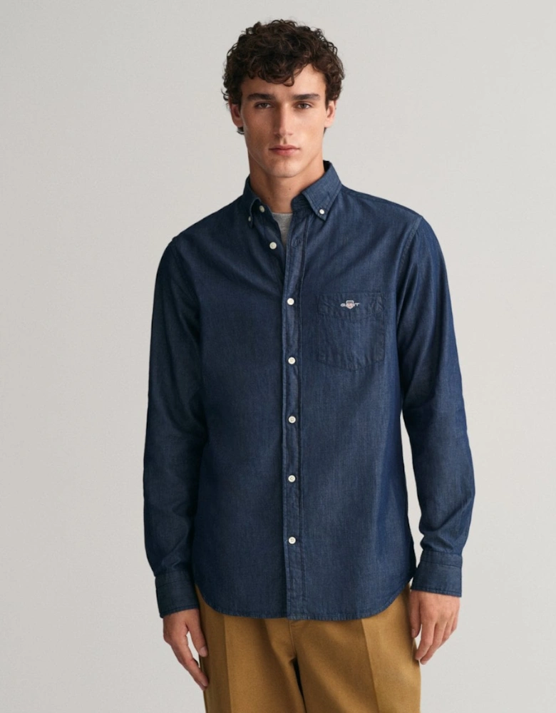 Mens Regular Fit Indigo Shirt - 989 Dark Indigo