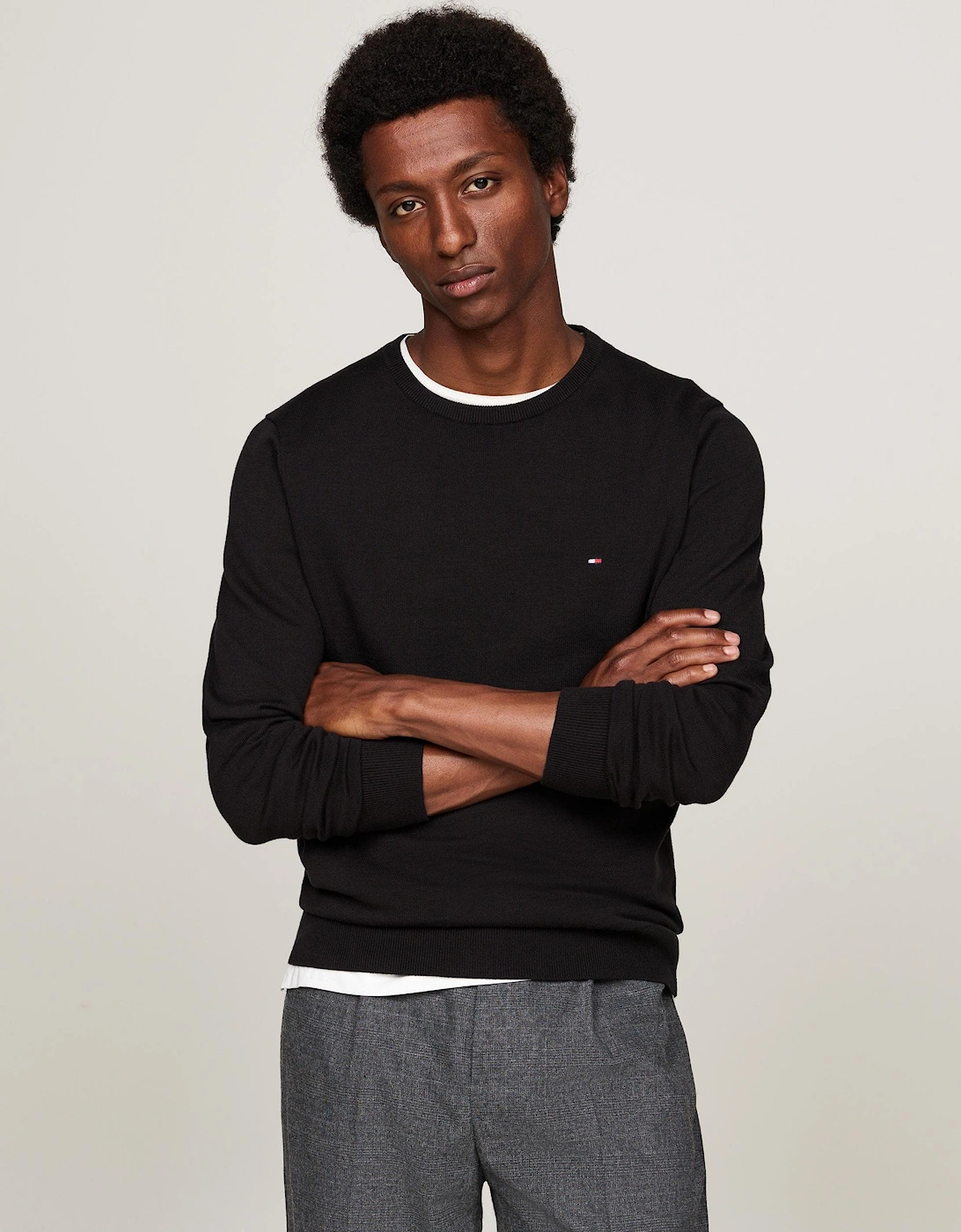 Tommy Hilfiger Men's Tommy Hilfiger Core Essential Cotton Crew Mens Sweatshirt - Black