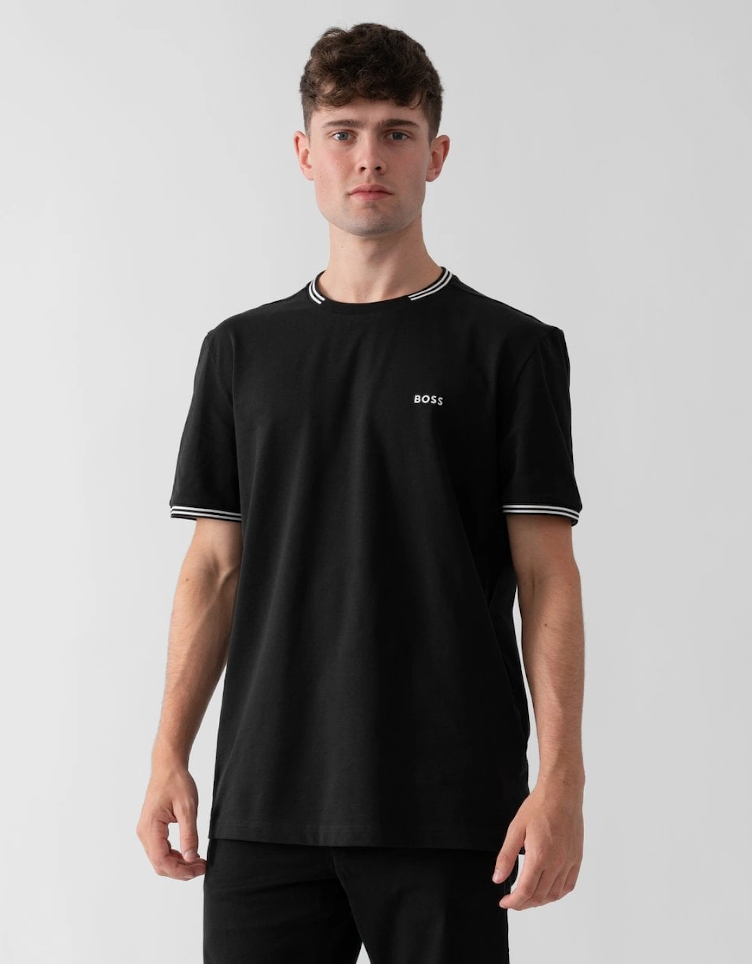 BOSS Green Taul Mens Stretch-Cotton T-Shirt with Stripes and Logo, 5 of 4