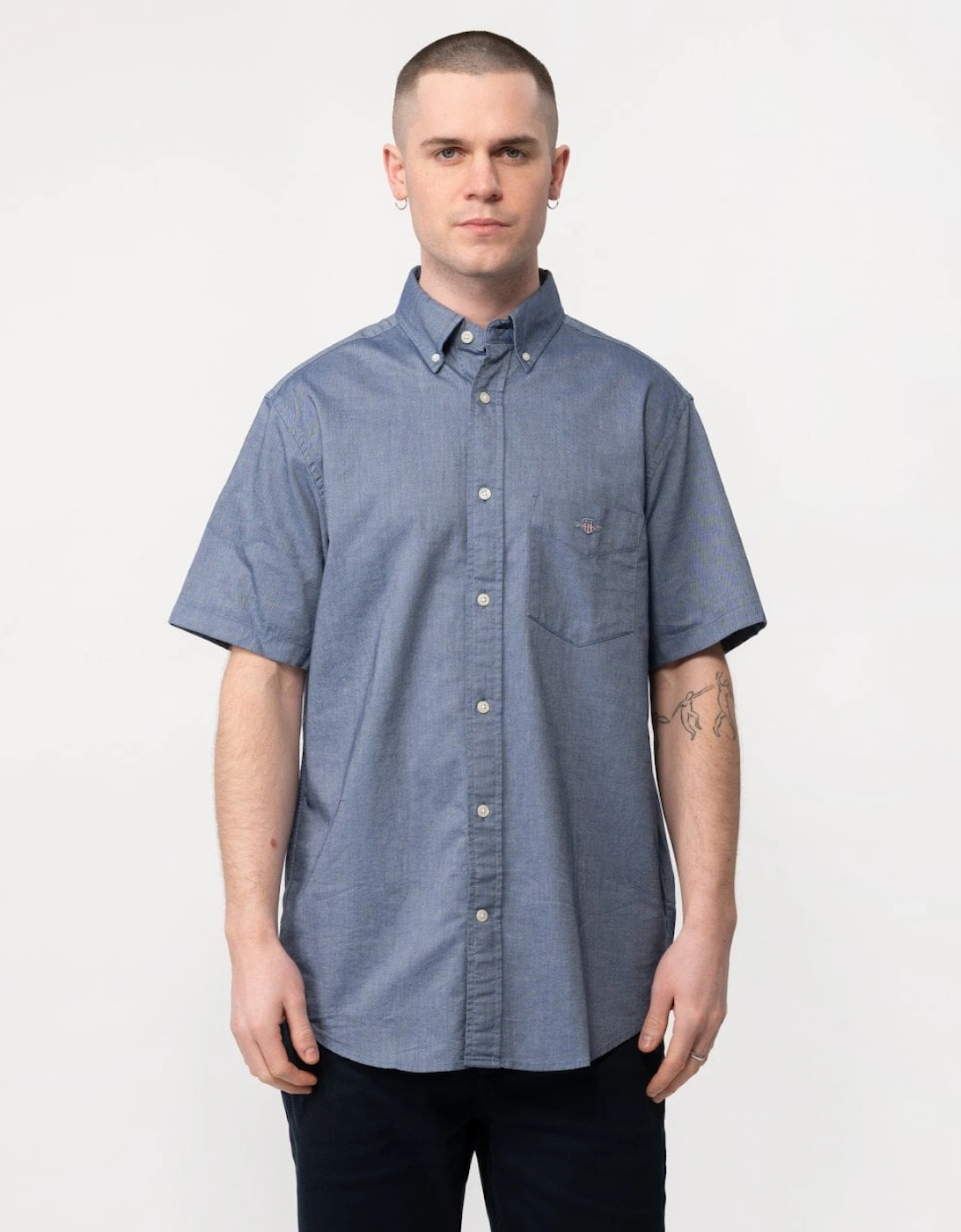 Men's GANT Mens Regular Fit Short Sleeve Oxford Shirt - 423 Persian Blue - Size: 40/Regular
