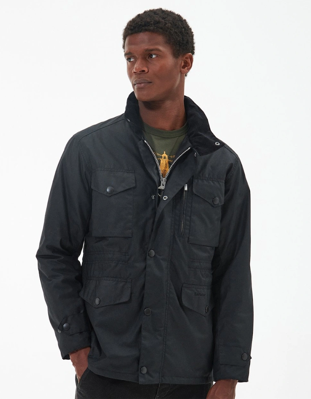 Men's Barbour Sapper Mens Wax Jacket - Black/Classic - Size: 42/Regular