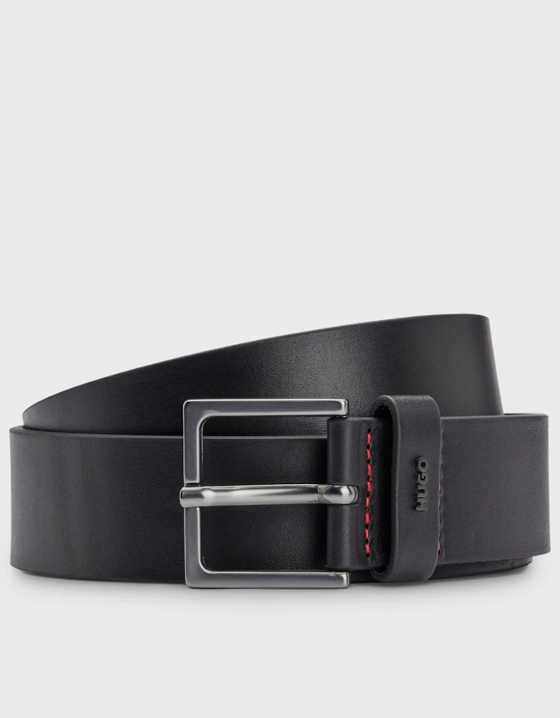 Men's HUGO Giove Sz35 Mens Smooth Leather Belt NOS - Black - Size: W38