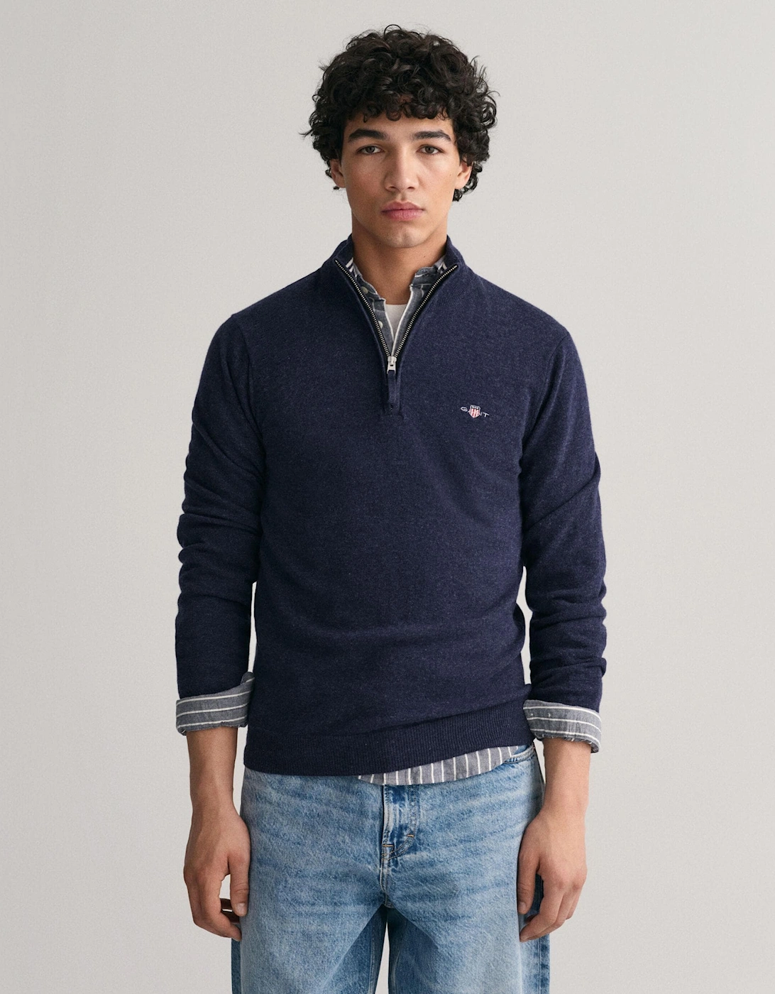 Mens Superfine Lambswool Half Zip Cardigan, 5 of 4