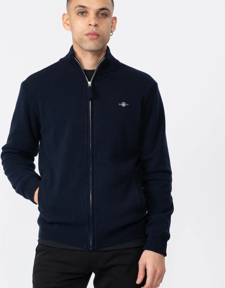 Mens Superfine Lambswool Full Zip Cardigan