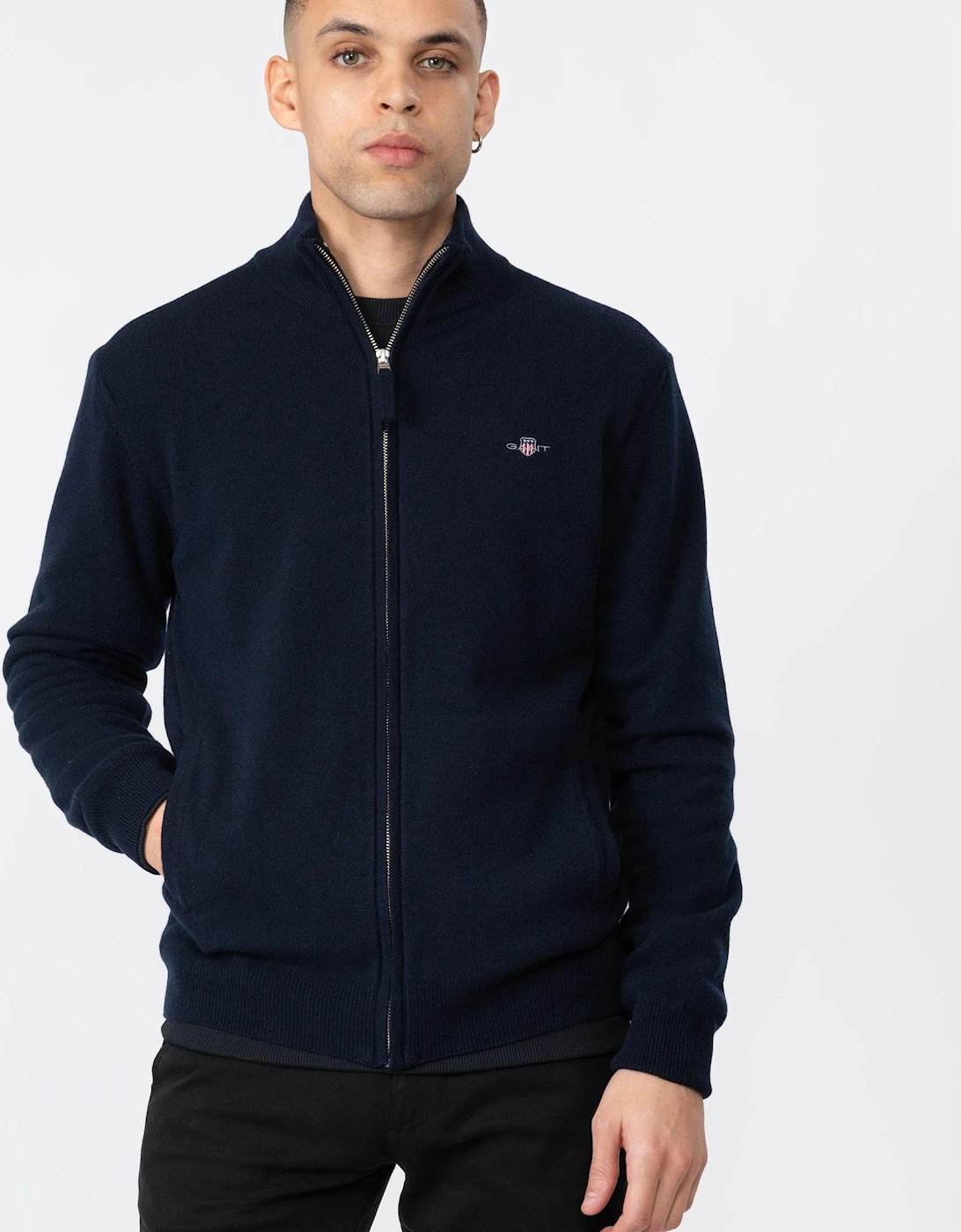 Mens Superfine Lambswool Full Zip Cardigan, 5 of 4