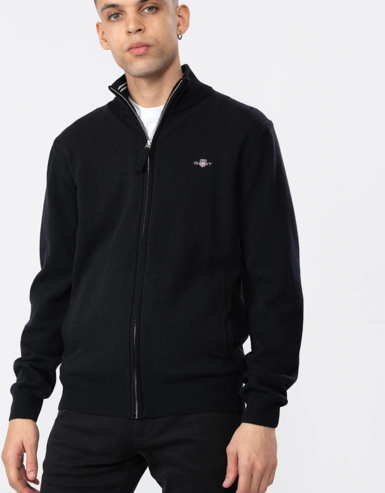 Mens Superfine Lambswool Full Zip Cardigan