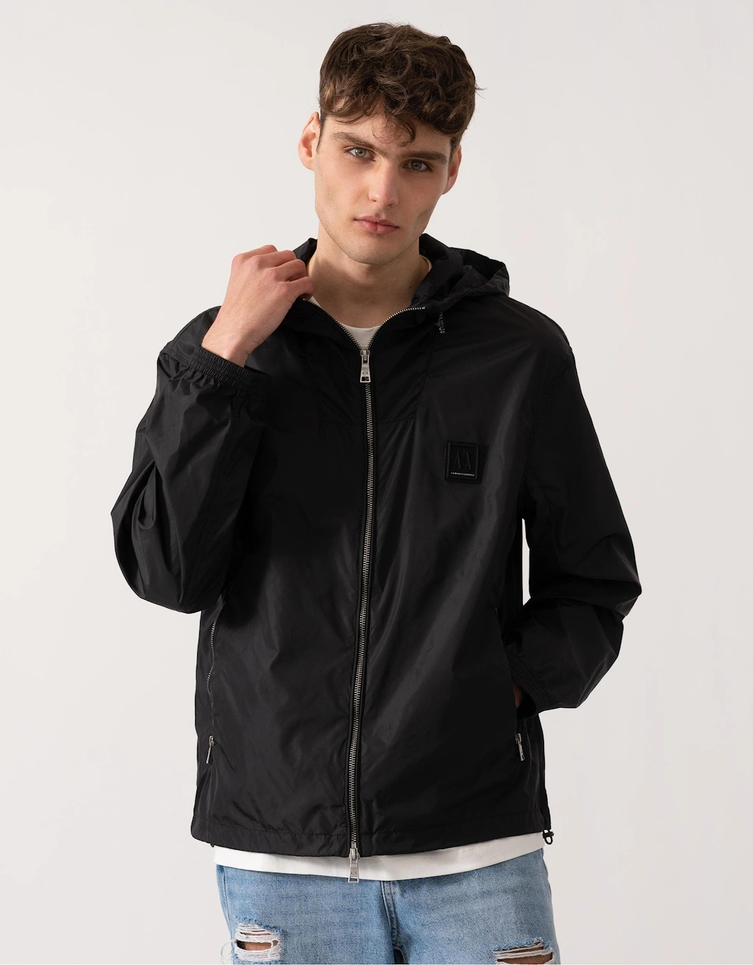 Armani Exchange Men's Black Windbreaker - Uc001 - : 38/Regular M