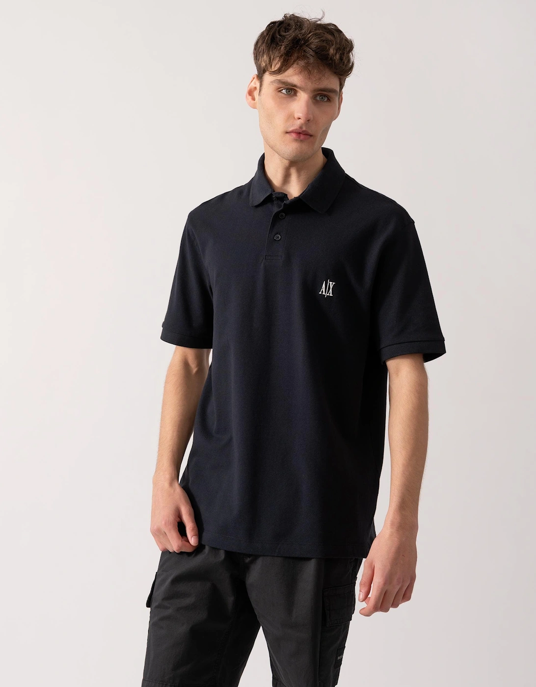Mens Embroidered A|X Monogram Short Sleeve Polo Shirt, 5 of 4