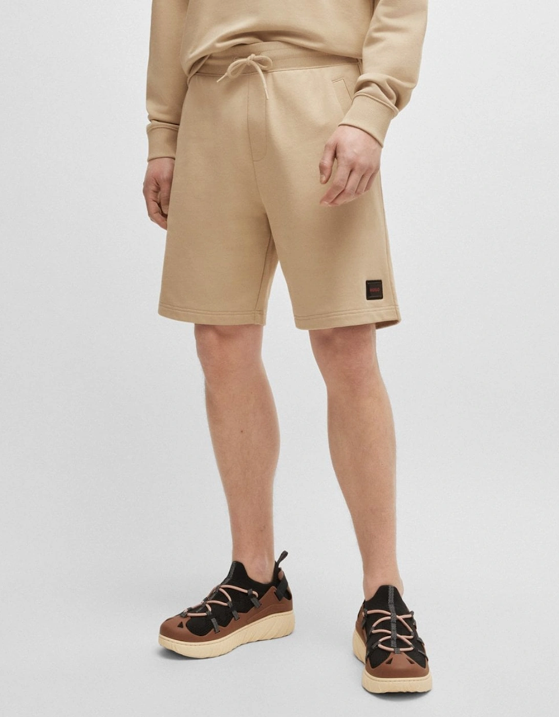 HUGO Diz Gel Mens Relaxed Fit Cotton-Terry Shorts with Logo Trim, 5 of 4