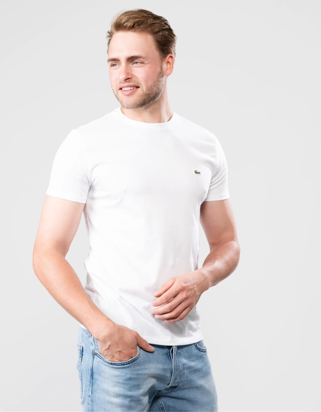 Lacoste Men's Lacoste Mens Crew Neck Pima Cotton Jersey T-Shirt - White 001