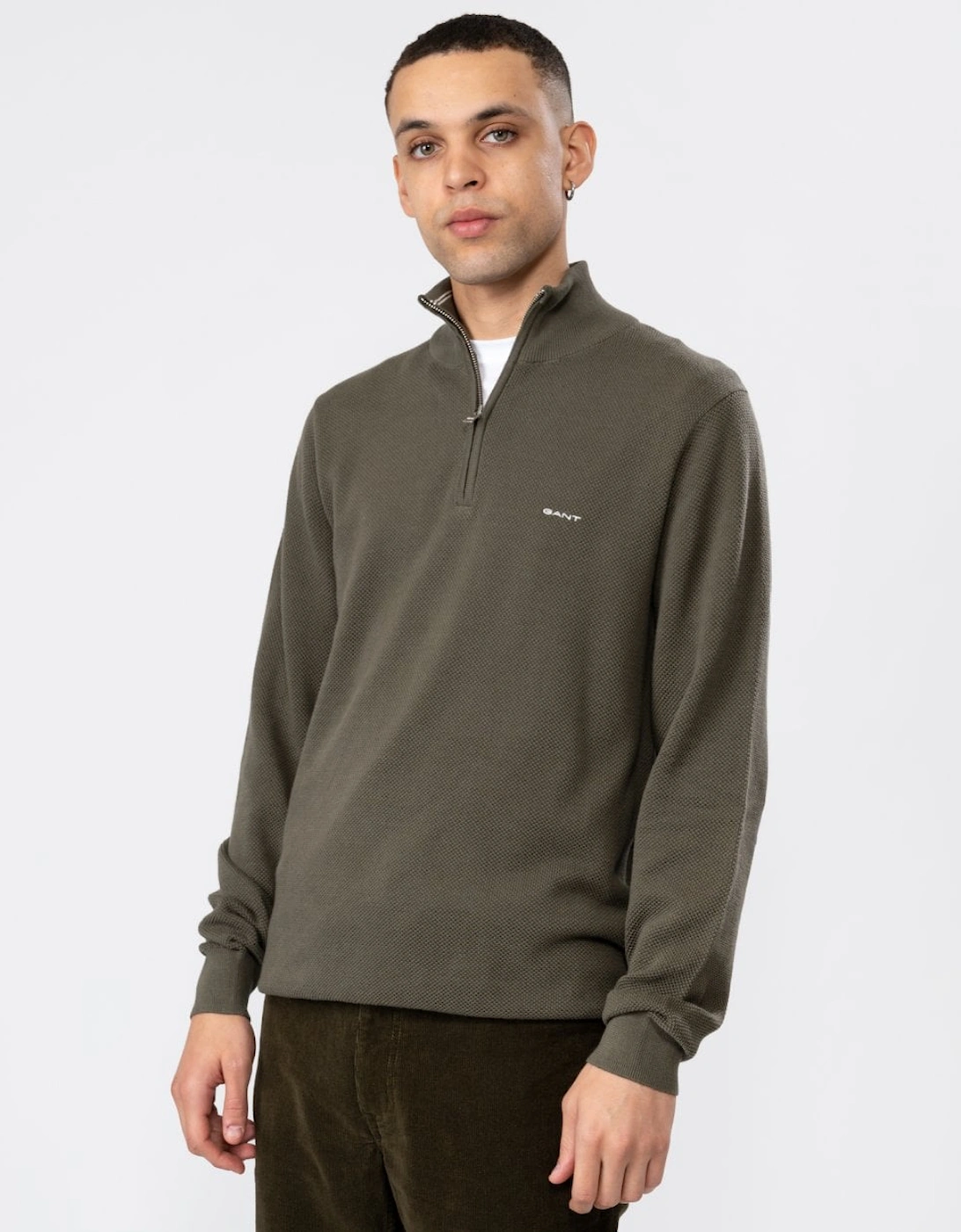 Mens Cotton Pique Half Zip Jumper, 5 of 4