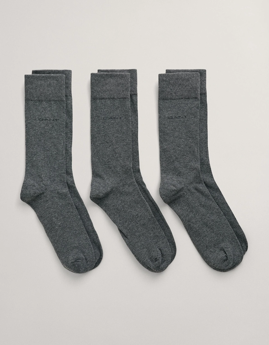 Gant Men's Grey Soft Cotton Socks 3-Pack - 90 Charcoal Melange - Size 9/9.5/10/10.5/11