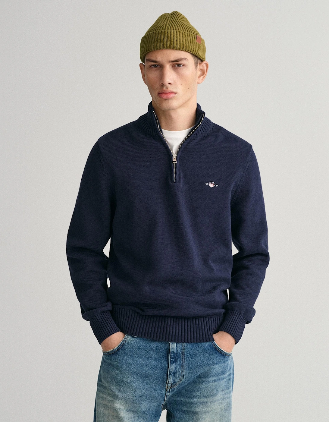 Mens Casual Cotton Half Zip Jumper, 4 of 3