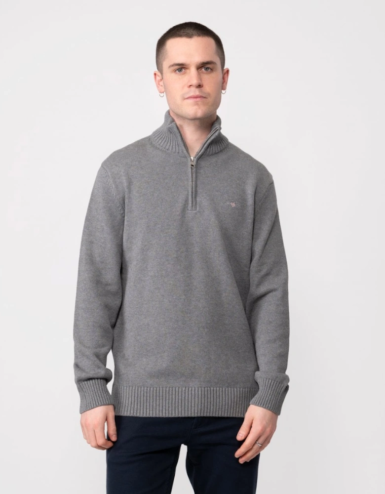 Mens Casual Cotton Half Zip Jumper