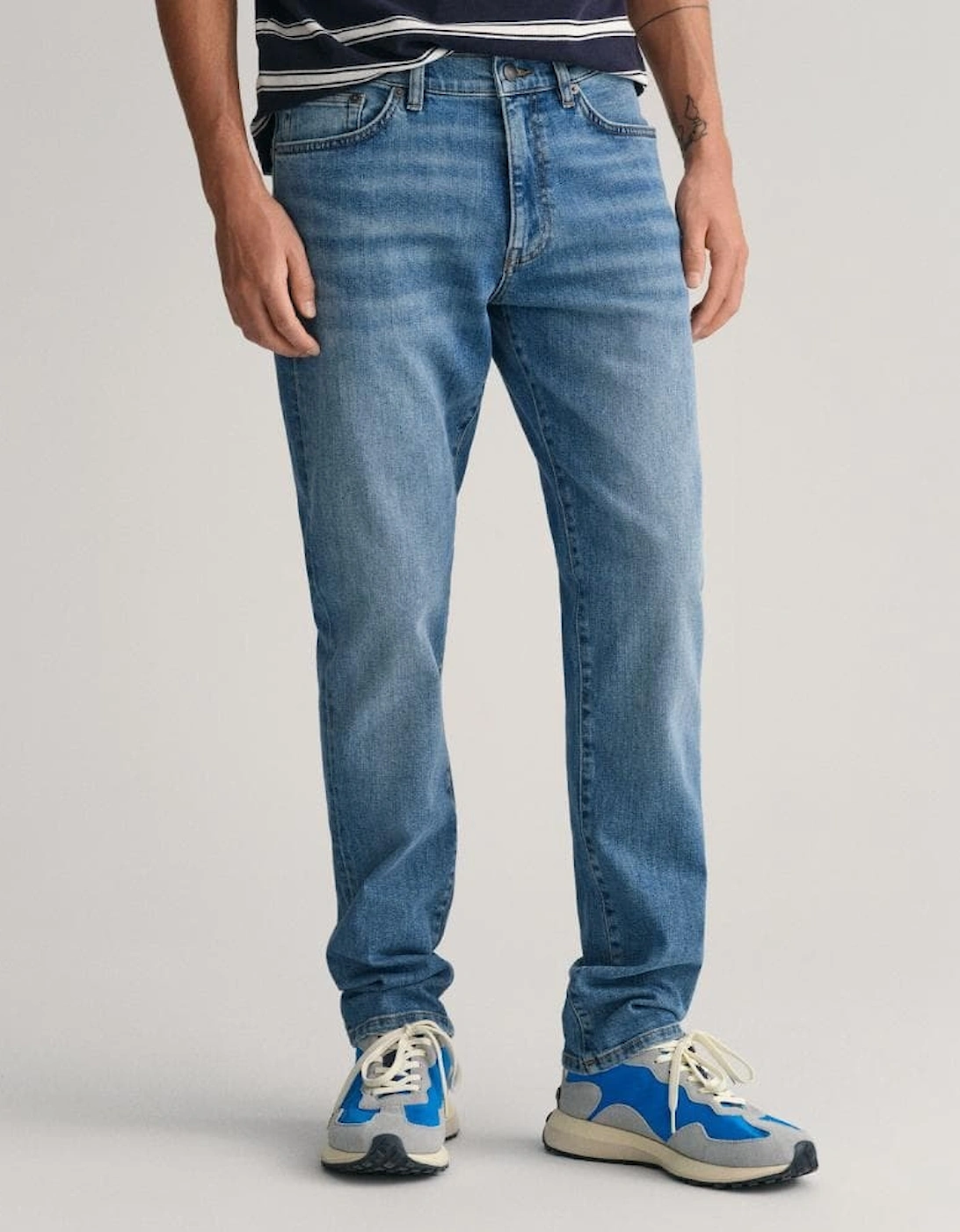 Gant Men's Blue Slim Fit Jeans - 971 Mid Worn In - : 36/30 W36 L30